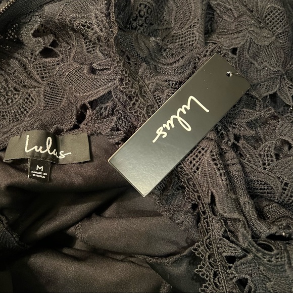 NWT Lulus A Fine Romance Black Lace Sheath Dress Size Medium - Picture 9 of 14